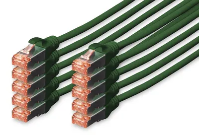 Zdjęcie produktu dla Digitus Kabel krosowy CAT 6 S/FTP, 10 sztuk, 5 m, Cat6, S/FTP (S-STP), RJ-45, RJ-45, Zielony