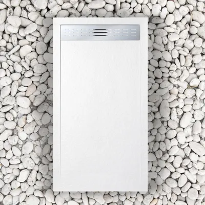 Immagine prodotto di Piatto doccia 70X145 cm Con sponda Vulcano Line Slim Bianco In resina sintetica e polvere di marmo Con scarico libero - FRASCIO