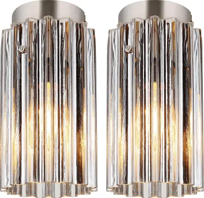 Produktbild von 2x Deckenleuchte, Metall, Nickel-matt, Glas, 1-Flammig