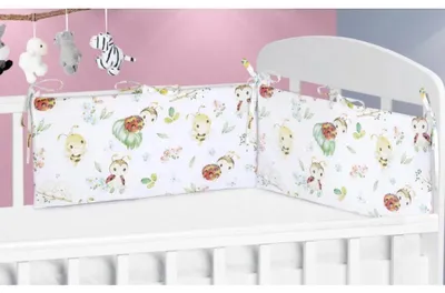 Obrázek produktu pro Mantinel do dětské postýlky - 70x28 cm - Zelená,Červená,Bílá