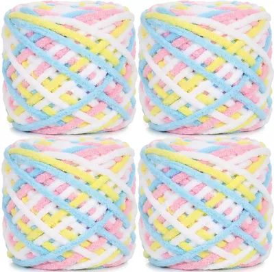 Obrázek produktu pro Super Chunky Chenille Příze 4 x 100 g pro ruční práce