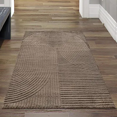 Obrázek produktu pro Moderní koberec s obloukovým vzorem Snadno udržovatelný a stylový v hnědé barvě Velikost - 80 x 150 cm