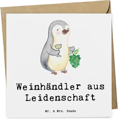 Produktbild von Mr. & Mrs. Panda Deluxe Karte Weinhändler Leidenschaft - Weiß - Geschenk, faltkarte, Klappkarte, anlasskarte, doppelkarte, Glückwunschkarte, Grußkarte