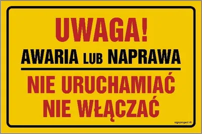 Obrázok produktu pre Upozornenie: porucha alebo oprava. Nezačínajte 30 X 20 CM - ŽLTÁ TABLETKA