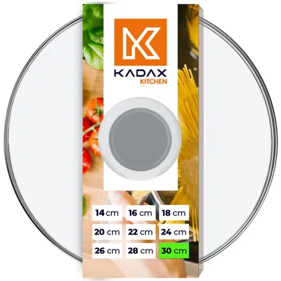 Produktbild von KADAX Glasdeckel mit Griff aus Silikon, hitzebeständiger Deckel für Topf ⌀14-30cm, Deckel mit Dampfloch, Universaldeckel in verschiedenen (30cm, grau)