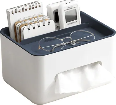 Produktbild von Multifunktionale Taschentuchbox， Kosmetiktücherbox， Desktop Organizer, Blau