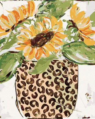 Produktbild von Zuty - Malen nach Zahlen - SONNENBLUMEN IN EINER LEOPARDENVASE (HALEY BUSCH), 40x50 cm, ohne Keilrahmen