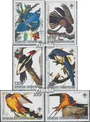 Produktbild von Briefmarken Zentralafrikanische Republik 1985 Mi 1114A-1119A (kompl.Ausg.) gestempelt John James Audubon