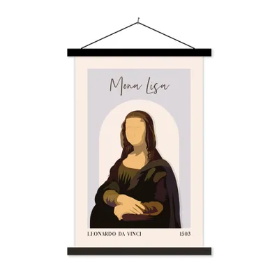 Produktbild von MuchoWow® Textilposter Mona Lisa - Blau - Licht - Alte Meister 120x180 cm mit schwarzem Rahmen - Fotos