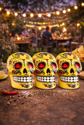 Produktbild von Sierra Tequila 3er-Set Salz- & Zimtstreuer – 3× Skull Gelb mit Sierra Logo