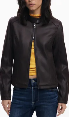 Produktbild von Stylische Damenjacke Braun mit Kontrastdetails und Reißverschluss