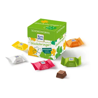 Produktbild von Ritter Sport Schokowürfel Glücksbringer Geschenkbox mit 5 Sorten 176g