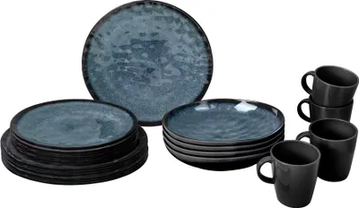 Produktbild von Geschirrset BRUNNER 16-tlg. schwarz/blau