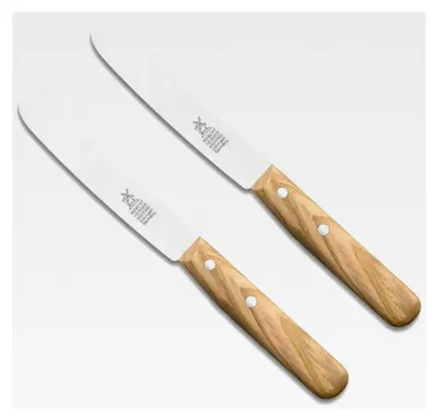 Produktbild von 2 Stück Buckels Messer Tafelmesser Tischmesser Solingen (Olivenholz)