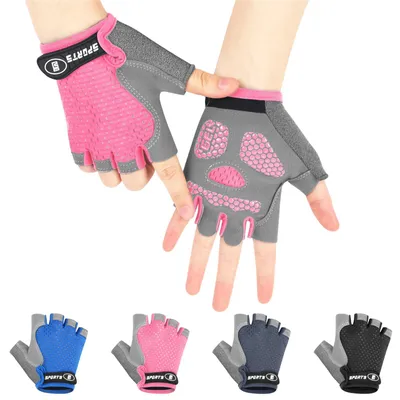 Imagen del producto de Guantes para bicicleta para niños, con dedos cortos, talla M, color rosa, para ciclismo
