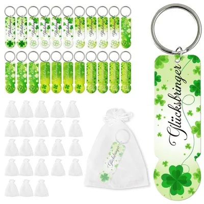 Image de 24 porte-clés en acrylique pour chariot de supermarché, avec pochettes en organza, porte-bonheur