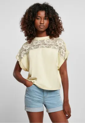 Zdjęcie produktu dla Urban Classics Ladies - Krótki koronkowy top oversize żółty - XS