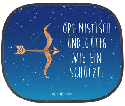 Produktbild von Mr. & Mrs. Panda Auto Sonnenschutz Sternzeichen Schütze - Sternenhimmel Blau - Geschenk, Geburtstag Dezember, saugnapf, Schützenfest, Sonnenblende, November, für