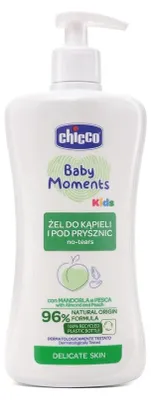 Obrázok produktu pre Chicco Baby Moments, detský mycí a sprchový gél pre citlivú pokožku, 0 mesiacov a viac, 500 ml