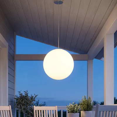 Produktbild von LED Hängelampe außen Akku dimmbar Farbwechsel 3000-6500 K IP54 Ø 35 cm rund Kugelschirm kabellose Hängeleuchte Außenlampe Garten