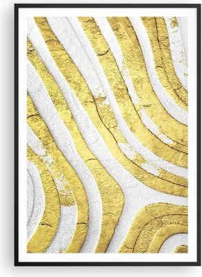 Produktbild von Gerahmtes Poster - Schwarzer Rahmen - Abstraktion Gold Weiß - 70x100 cm - Wand Bild - Wanddeko - Wandbilder - Kunstposter - Wandposter - Bilderrahmen - Bilder - Kunstdruck - P2BPA70x100-4511