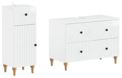 Immagine prodotto di Set di due mobili da bagno, finitura lucida bianca, modello ALKMAAR