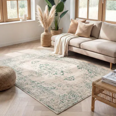 Zdjęcie produktu dla Volero - Dywan Vintage - Spring Ethnic Kremowy/Zielony - 80x150 cm