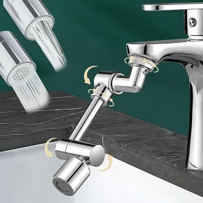 Immagine prodotto di Gruppo rubinetto orientabile, prolunga, aeratore, rotazione a 1440 gradi, prolunghe multifunzionali, aeratore in ottone, risparmio idrico con 2 modalità di getto, regolatore di getto orientabile, per bagno/doccia o cucina