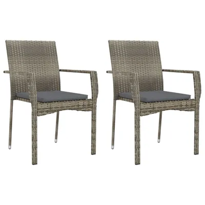 Produktbild von Gartenstühle mit Kissen 2 Stk. Poly Rattan Grau