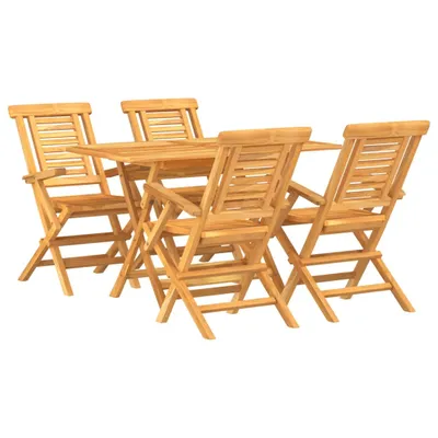 Image de Ensemble à manger de jardin 5 pcs Bois de teck massif