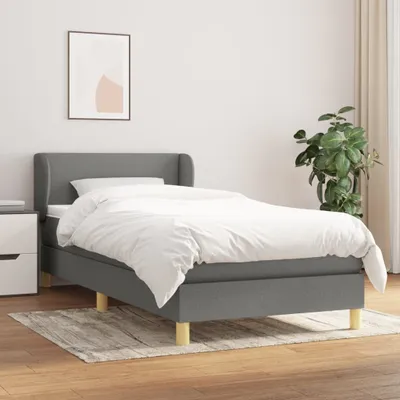 Produktbild von vidaXL Boxspringbett mit Matratze Dunkelgrau 80x200 cm Stoff - Boxspringbett - Boxspringbetten - Bett - Schlafzimmermöbel