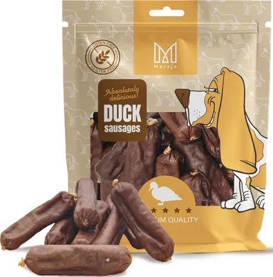 Immagine prodotto di Salsicce all'anatra, bocconcini naturali per cani, Mersjo, 500g