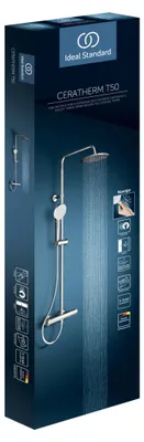 Image de Ideal Standard Ceratherm T50 Système de douche avec thermostat de douche apparent, chrome, A7225AA