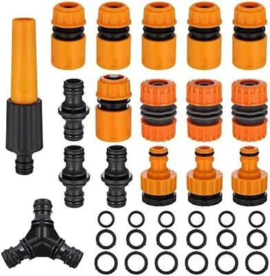 Produktbild von Hejo Schlauchverbinder Set, 1/2 Zoll ABS-Material Gartenschlauch Anschluss Set, Schlauchverbinder Leckfrei für Gartenschlauch Wasserhahn mit Gewinde