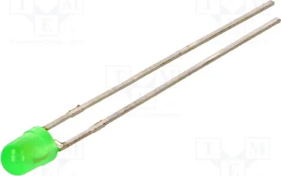 Immagine prodotto di 5 LED, 3 mm, 100°, 8,7-29 mcd, verdi, LTL-42NGY8D, diodi LED a foro passante, 3 mm