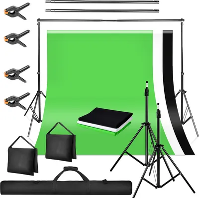 Obrázek produktu pro Jiubiaz Sada stojanů pro fotoateliér Stojan na pozadí s přepravní taškou Příčníky Sandbag 4x svorky, 3x pozadí
