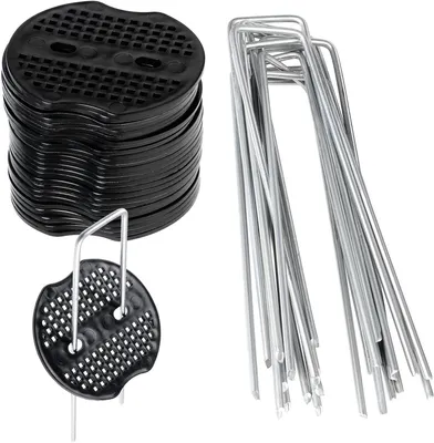 Image de Jeu de piquets de fixation - Crochets de fixation pour pelouse - Fixation au sol - Acier galvanisé - 50 pièces - Argenté