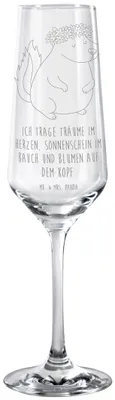 Produktbild von Mr. & Mrs. Panda Glas Stinktier Mädchen - Transparent - Geschenk, Wildtier, Namaste, Sektflöte, Yoga, Trinkglas, Champagnerglas, Skunk, Raubtier, Sektglas, Geschenkglas