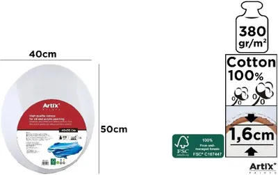 Immagine prodotto di Tela ovale 40x50x1,6cm 380G/m2