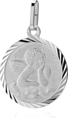 Produktbild von NKlaus Kettenanhänger Schutzengel 925 Silber diamantiert 14mm Gravur Gott schütze Dich 13408