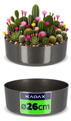 Immagine prodotto di Vaso da fiori KADAX "Ronta", ciotola rotonda, ciotola per piante, fioriera 26 cm, vaso in grafite