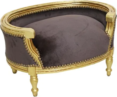 Produktbild von Casa Padrino Barock Hundebett & Katzenbett Braun / Antik Gold - Handgefertigtes Hunde & Katzen Sofa im Barockstil - Barock Hunde & Katzen Möbel - Barock Tiermöbel