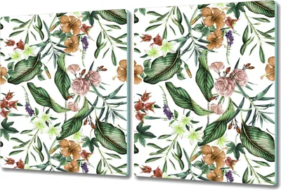 Produktbild von Glas Schneidebrett Herdabdeckplatten Schneideplatten - 2x 40x52 cm - Exotische Blumen