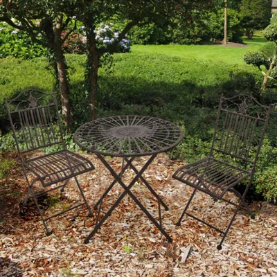 Produktbild von Garden Pleasure Balkonset Mangan Schwarzbraun - klappbares und platzsparendes Terrassen oder Balkon Set