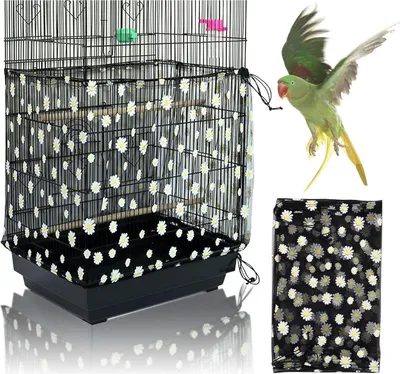 Obrázek produktu pro Kryt na ptačí klec Seed Catcher Papoušek Stahovací síť Daisy Black 200 x 40 cm