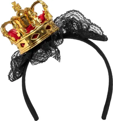 Produktbild von Haarreif im Diadem-Stil mit goldener Krone für Königinnen und Prinzessinnen