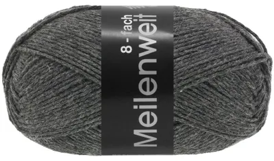 Produktbild von Lana Grossa MEILENWEIT 150 g UNI 8-fach Sockenwolle in kräftigen Uni-Farben 315 m Farbe 9557 - Anthrazit