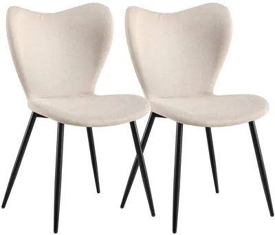 Produktbild von CLP 2er Set Esszimmerstühle Maika gepolstert mit Rückenlehnen belastbar bis 150 kg creme Material Stoff