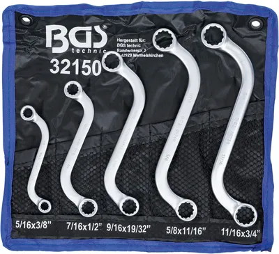 Produktbild von BGS 32150 S-Form Doppelringschlüssel-Satz, in Zoll, 3/8" - 3/4", 5- tlg.