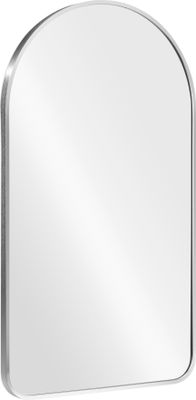 Navaris Wandspiegel gewölbt mit Rahmen - Deko Spiegel 45 x 80 cm zum Aufhängen - Badezimmerspiegel Flur WC - abgerundete Ecken oben - Silber